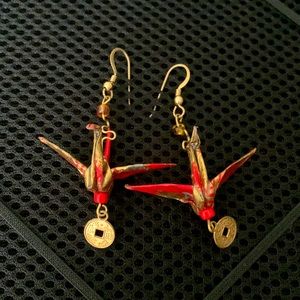 Chinese Zhezhi Crane Earrings